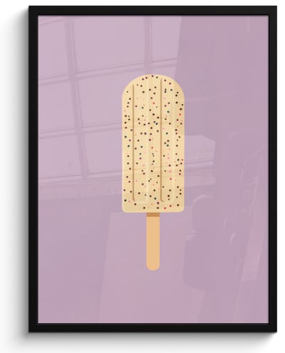Poster in lijst - Fotolijst 50x70 cm - Posters - Beige - Ijsje - Spikkels - Posterlijst zwart - Decoratie - Wanddecoratie woonkamer - Muurdecoratie slaapkamer