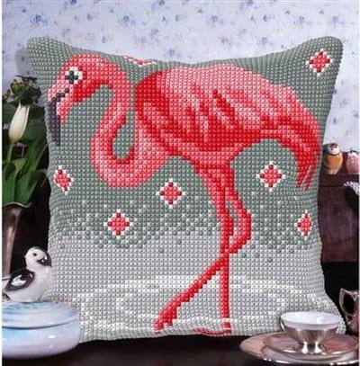 Borduurpakket kussenpakket Flamingo orchidea 9062