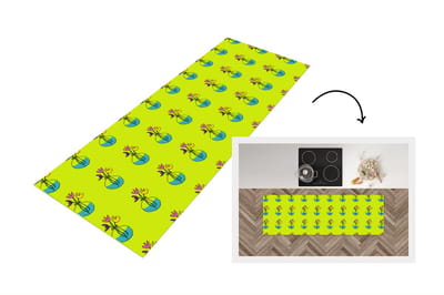 Keukenloper - Loper keuken - Bloemen - Vazen - Patronen - 150x50 cm - Keukenloper vinyl