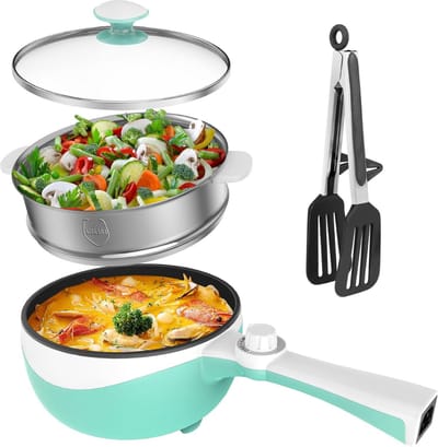 Hotpot Electrisch Chinees – Kaasfondue Pan Elektrische Multipan – Multifunctioneel 1.7L - Chinese Fondue 200/600Watt – Saute Pan – Friteuse – Hete Pan- Stomer – Langzame Kookplaat – Gemakkelijk Schoon te Maken - Blauw