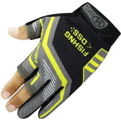 Gants de pêche Hommes et Femmes Usage Extérieur Protection Pêche Antidérapants 3 Doigts Coupés Équipement de Pêche Active Gants de Pêche à la Ligne