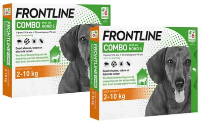 Frontline Combo Spot On Anti Vlooien en Teken Druppels Hond 2 - 10 kg - 2 x 6 pipetten - Voordeelverpakking