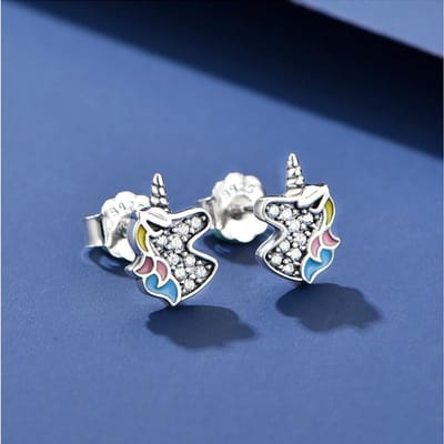 Schitterende Eenhoorn Licorne Oorknopjes Voor Vrouwen Kinderen Huwelijksgeschenk Vrouwelijk Pendientes white