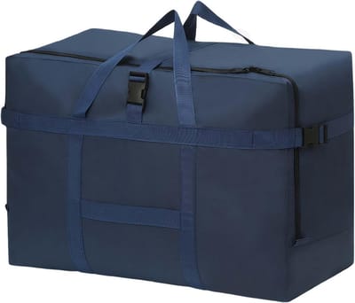 Extra grote lichtgewicht opbergzak voor reizen, opvouwbare tas met handvat, waterdichte draagtas voor sport, verhuizen en dagelijkse opslag, geschikt voor mannen en vrouwen, blauw