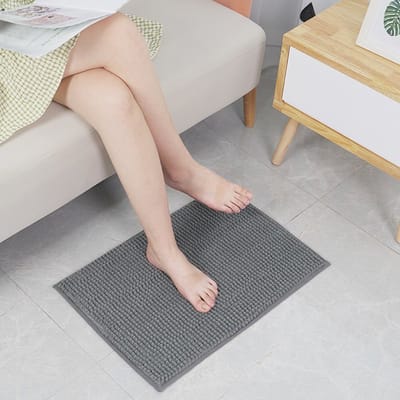 Zachte antislip badkamermat, huishoudelijk kortpolig chenille waterabsorberend tapijt kantoor entree studeerkamer slaapkamer woonkamer badkamer antislipmat voetmat (40cm*60cm) - donkergrijs