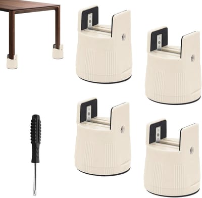 Verstelbare meubels verhogers voor stoel- en tafelpoten, geschikt voor ronde en vierkante poten van 10mm-50mm, verhoogt 6-8 cm, 4 stuks met schroefklem