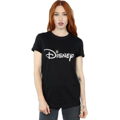 Disney Dames/Dames Mickey Mouse Logo Head Cotton boyfriend T-shirt (Zwart)