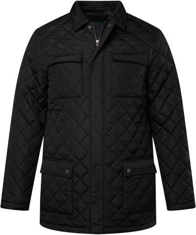Boston Park - Heren - Gewatteerde jas overhemdkraag - Zwart - Maat 3XL