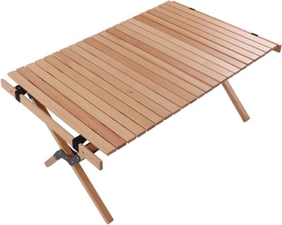 Klaptafel Beukenhout - Draagbare Tafel - Kamperen Picknick - Inklapbaar Hoogte Verstelbaar - Rechthoekig
