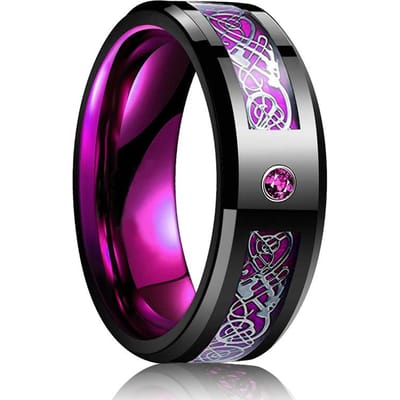 Mode 8mm Paarse Roestvrijstalen Ringen Voor Mannen Vrouwen Inleg Kleurrijke Parelmoer Ringen Mannen Trouwring Sieraden Dropshipping 13 black