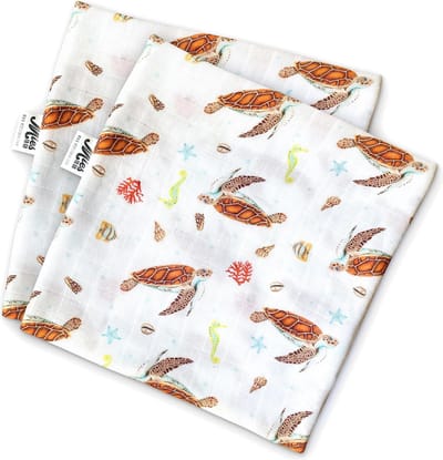 World of Mies hydrofiele doek bamboe - 2 stuks - zeeschildpad - 60x60cm