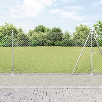Hekpalen Set - Stalen Palen - Tuin Afzetten - Corrosiebestendig - 25 x 12 m - Zilver