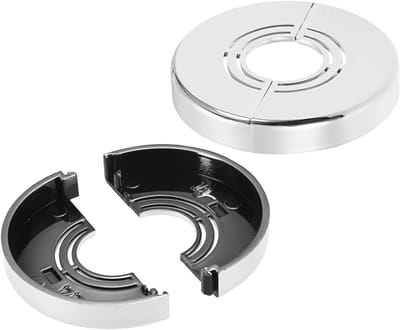 2 Pack Snijbare Wand Split Flens voor 0.8/1/1.2 inch (20/25/32mm) OD Buizen - ABS Roestvrij Stalen Platen voor Waterafvoer, Hookah en Kranen - 10mm Hoogte, Zilver Kleur