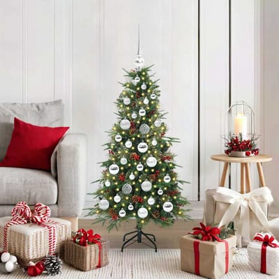 vidaXL - Kunstmatige - Hinged - Kerstboom - met - 150 - LED - Groen - 120 - cm - PE - en - PVC