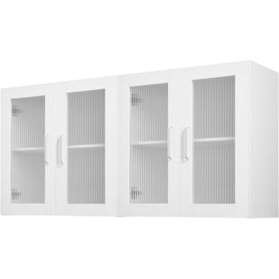 VEVOR wandkast voor de wasruimte, 2-laags wandkast met verstelbare plank, keukenkast met 4 deuren, voor keuken, badkamer, wasruimte, 122x30x61 cm, draagvermogen 72,6 kg.