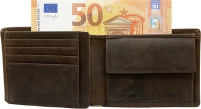 Portemonnee Heren - Portefeuille Heren - Arrigo Portemonnee - Billfold model Donkerbruin Buffelleer