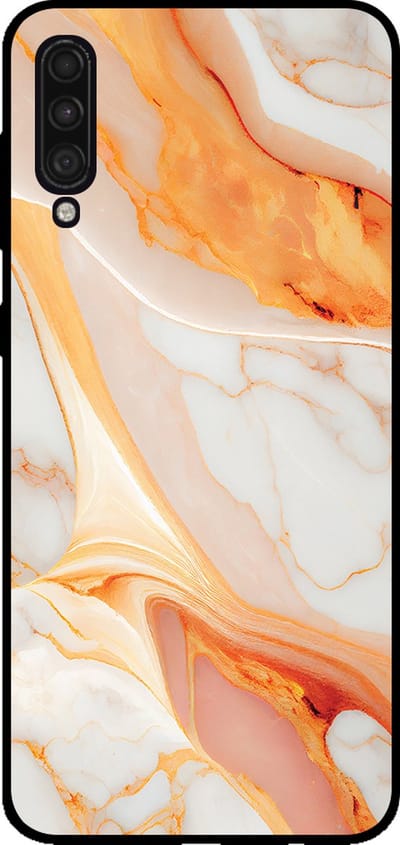 Smartphonica Telefoonhoesje voor Samsung Galaxy A50 met marmer opdruk - TPU backcover case marble design - Oranje geschikt voor Samsung Galaxy A50