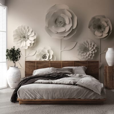 Fotobehang Profhome 382931-GU vliesbehang hardvinyl warmdruk in reliëf glad 3D mat beige ivoorkleurig 3,71 m x 2,8 m
