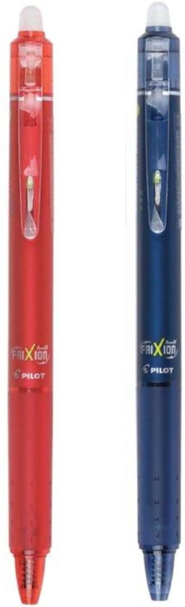 Zody Shop - Uitwisbare pen frixion - 0.5 mm - Pen - 2 Pennen - BLAUW + RODE INKT - navulbaar