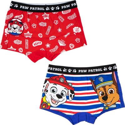 2 Pack PAW Patrol - Boxershorts - Biologisch Katoen - Rood-Blauw - Maat 6/8 jaar