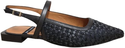 Angel Alarcon Imelda 26002 530B Raffia Black Slingback Zwart Leer Dames - Zwart - 37
