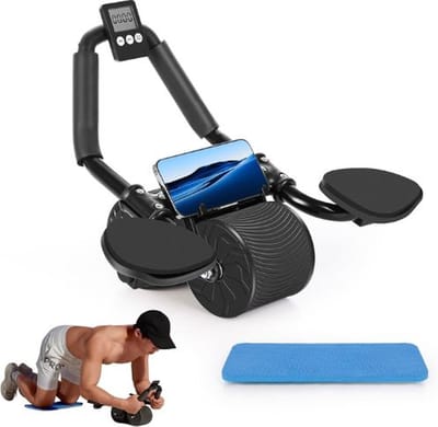 BIRONY® Ab Roller - Buikspiertrainers Elektrisch - Buiktrainer - Buikspierwiel - Fitness - Krachttraining - Buikspieren - Workout - Ab Wheel Roller - Weergave Verbrande Calorieën - Met Kniemat - Cadeau