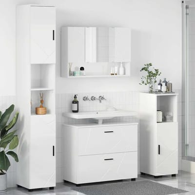 vidaXL - Badkamermeubel - Set - 4 - st - Hoogglans - wit - 35 - x - 30 - x - 192 - cm