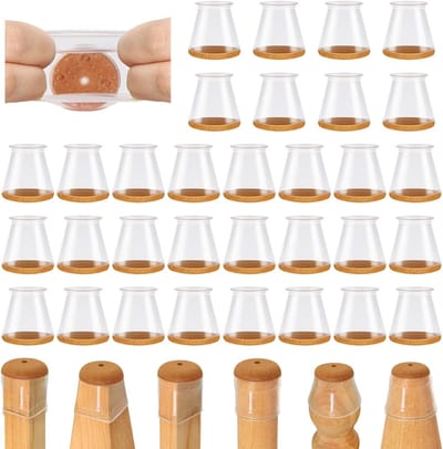Stoelpootbeschermers - Meubeldopjes Vilt - Vloeren Beschermen - Zonder Lijm - 32 Stuks - Transparant