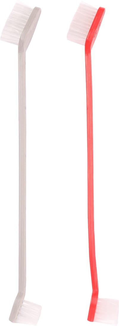 Flamingo Tara - Tandenborstel Honden - Tandenborstelset Tara Groot&klein 2st Rood/grijs 2,5x1,5x21cm - 2st - 131085 - 2st