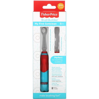 Fisher-Price, Brush Buddy, mijn eerste SonicClean, 6+ maanden, 1 tandenborstel + tandvleesmassagekop gray