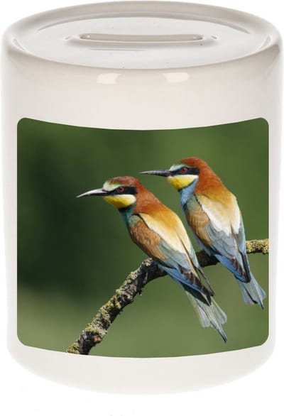 Dieren bijeneter vogel foto spaarpot 9 cm jongens en meisjes - Cadeau spaarpotten vogels liefhebber
