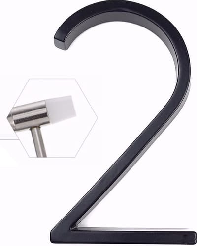 Amato Black nr. 2 - 125mm - tijdelijk met Mini Hamer va 2 stuks - zwart modern huisnummer - zwart huisnummer - huisnummer zwart - huisnummer 2 - tijdelijk ACTIE bij afname van 2 of meer Amato huisnummers één Mini Hamer