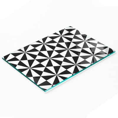 Decoratieve snijplank van gehard glas met geometrische vormen, 80x52 cm