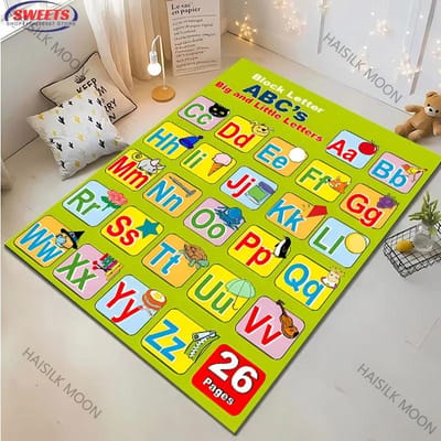 3D ABC Kleed voor Kinderkamer, ABC Kinder Matten voor Vloer, Alfabet Speelmat Basisschool Voorschools Kinderkleden met Dierenillustraties 40x60cm (16x24in)