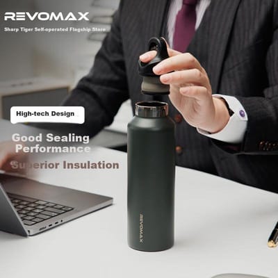 REVOMAX Geïsoleerde Mok, Sport Waterfles voor Mannen, Cadeau voor Honderd Dagen Eedceremonie voor Studenten, Koude-Houdende Beker voor Mannen - Zandgroen 592ml groen