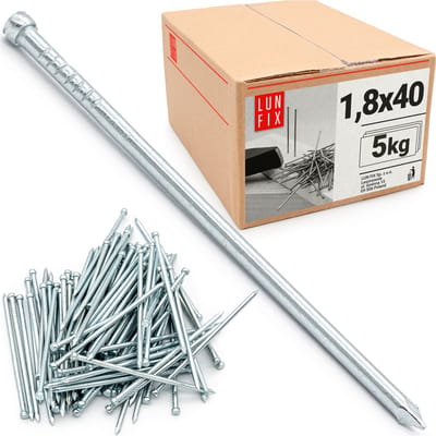 LUN FIX - Stauchkopf Nagels 1,8 x 40 mm - 5kg (ca. 6000 stk.) - Verzinkte bouwnagels - Draadspijker voor timmerman