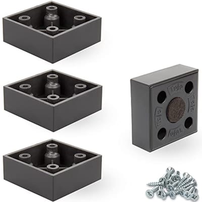 Zwarte vierkante meubelpoten met viltglijders - set van 4 - 2 cm hoog - perfect voor iedere ruimte