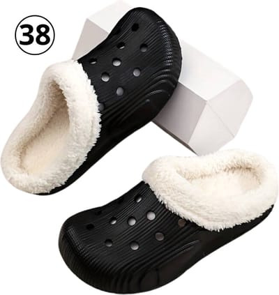 Nivard Warme Pantoffels - Sloffen - Slippers - Dames - Heren - Pluche - Maat 37 - Zwart
