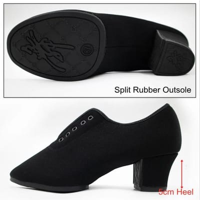 Vrouw Latijnse Salsa voor Dansen Volwassene Twee Punten Zolen Leraar Zacht Oxford Doek Danszaal 5cm Cubaanse Hakken Dames Dansschoenen 41 black