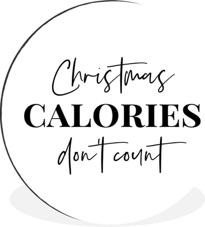 WallCircle - Wandcirkel - Muurcirkel - Kerst quote - Winter - Christmas calories - Wit - Aluminium - Dibond - 30x30 cm - Binnen en Buiten