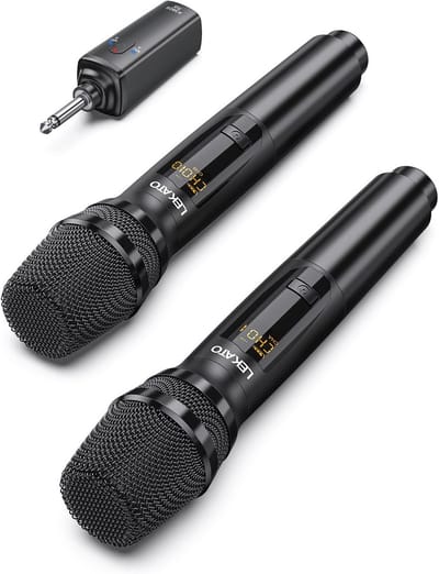 Draadloze Dubbele Zangmicrofoon Set – Oplaadbaar 2.4 GHz – Hoge Kwaliteit voor Karaoke, Optredens en Presentaties