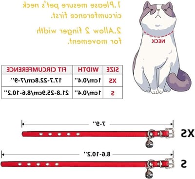 Elegante leren kattenhalsband met gesp en bel, kristallen halsketting voor kleine honden en katten, maat XS 7"-9", zwart, duurzaam en stijlvol