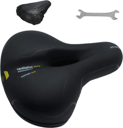 Josse Comfort Gel Fietszadel - Unisex - Zwart/Geel - Ventilerend - Waterdicht