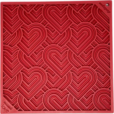 Sodapup Lickmat Love Hearts - Hondenvoerbak - Rood L