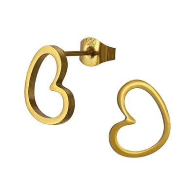 Goud kleurige stainless steel open hart dames oorbellen | chirurgisch staal | hypoallergeen | Zilverana | RVS