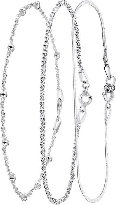 Lucardi - Dames Gerecycled zilveren set met 3 armbanden - Cadeau Set - 925 Zilver - Zilverkleurig