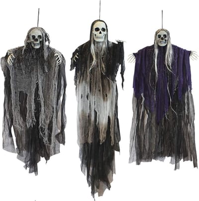 Set van 3 hangende skeletten voor Halloween - Griezelige decoratie voor buiten