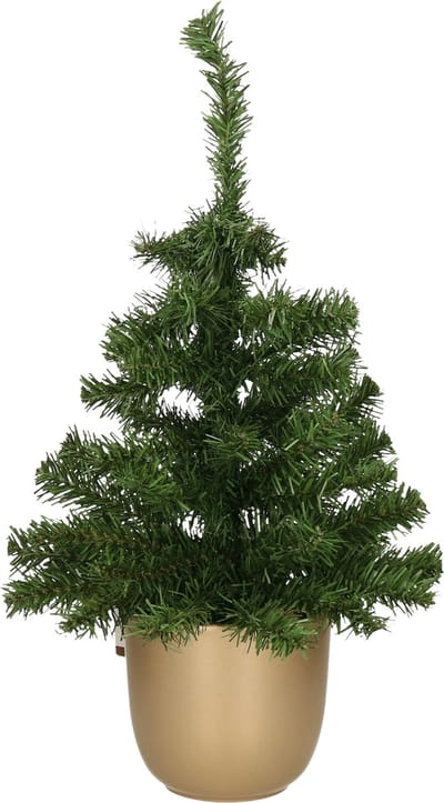 Everlands Kerstboom - kleine kunst kerstboom - H60 cm - keramiek pot goud