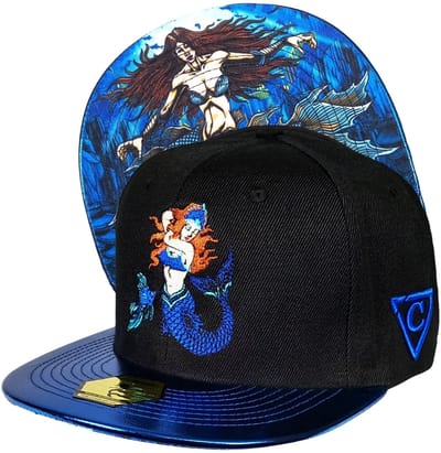 Capiche® Snapback Pet – Blauwe Zeemeermin – Zwart & Blauw Crackling Metallic – Verstelbaar met Druksluiting – Pet Mannen – Blue Mermaid