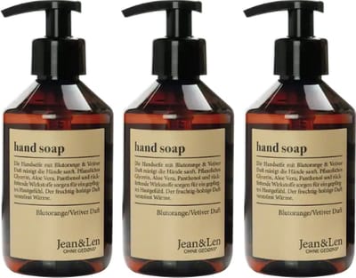 Jean & Len Handzeep | 3x 250 ml Vloeibare zeep | Bloedsinaasappel & Vetiver | VOORDEELVERPAKKING - 3 stuks Luxe Handzeep